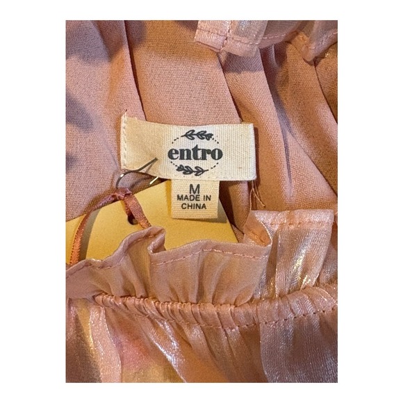 Entro Pink Ruffle Sleeve Tiered Mini Dress High Neck Party Women Size Medium NWT - Picture 8 of 14